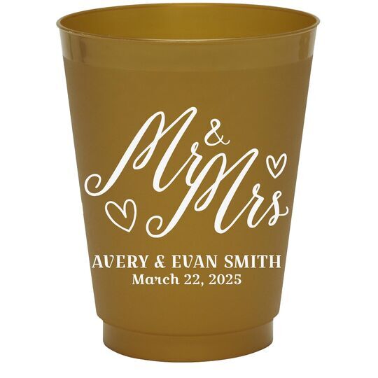 Mr. and Mrs. Hearts Colored Shatterproof Cups